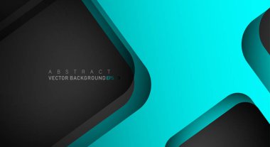 Metin ve arka plan tasarımı için siyah alanda mavi geometrik vektör arka plan örtüşme katmanı