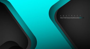 Metin ve arka plan tasarımı için siyah alanda mavi geometrik vektör arka plan örtüşme katmanı