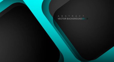 Metin ve arka plan tasarımı için siyah alanda mavi geometrik vektör arka plan örtüşme katmanı