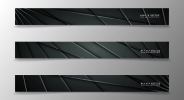 Banner koleksiyonu, koyu bir odada parlayan neon gri çizgili vektör arka plan.