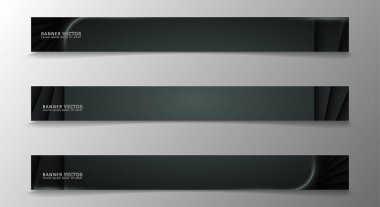 Banner koleksiyonu, koyu bir odada parlayan neon gri çizgili vektör arka plan.