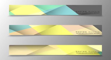 Çok Renkli Arka Planlara Sahip Bannerlar kümesi. Geometrik Soyut Modern Vektör İllüstrasyon