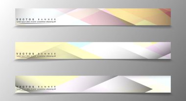 Çok Renkli Arka Planlara Sahip Bannerlar kümesi. Geometrik Soyut Modern Vektör İllüstrasyon