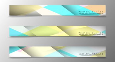 Çok Renkli Arka Planlara Sahip Bannerlar kümesi. Geometrik Soyut Modern Vektör İllüstrasyon