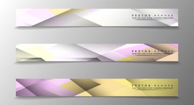 Çok Renkli Arka Planlara Sahip Bannerlar kümesi. Geometrik Soyut Modern Vektör İllüstrasyon