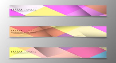 Çok Renkli Arka Planlara Sahip Bannerlar kümesi. Geometrik Soyut Modern Vektör İllüstrasyon