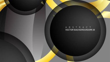 Metin ve arka plan tasarımı için siyah boşluk dairelerinde altın yüzük renk degradeleriyle örtüşen vektör arka plan tasarımı
