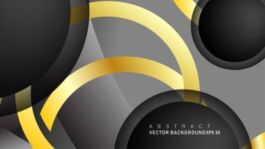 Metin ve arka plan tasarımı için siyah boşluk dairelerinde altın yüzük renk degradeleriyle örtüşen vektör arka plan tasarımı