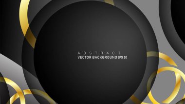 Metin ve arka plan tasarımı için siyah boşluk dairelerinde altın yüzük renk degradeleriyle örtüşen vektör arka plan tasarımı