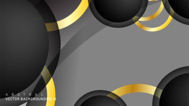 Metin ve arka plan tasarımı için siyah boşluk dairelerinde altın yüzük renk degradeleriyle örtüşen vektör arka plan tasarımı