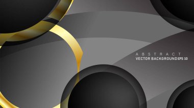 Metin ve arka plan tasarımı için siyah boşluk dairelerinde altın yüzük renk degradeleriyle örtüşen vektör arka plan tasarımı
