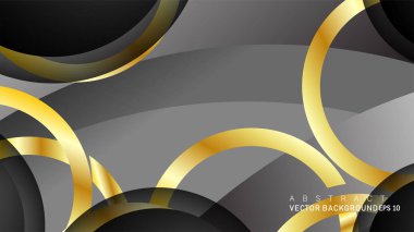 Metin ve arka plan tasarımı için siyah boşluk dairelerinde altın yüzük renk degradeleriyle örtüşen vektör arka plan tasarımı