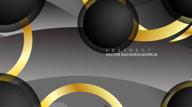 Metin ve arka plan tasarımı için siyah boşluk dairelerinde altın yüzük renk degradeleriyle örtüşen vektör arka plan tasarımı