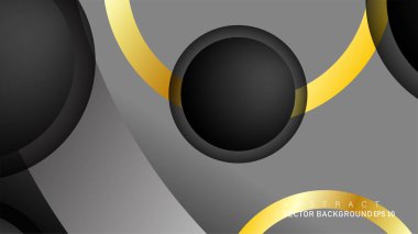 Metin ve arka plan tasarımı için siyah boşluk dairelerinde altın yüzük renk degradeleriyle örtüşen vektör arka plan tasarımı