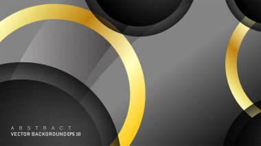 Metin ve arka plan tasarımı için siyah boşluk dairelerinde altın yüzük renk degradeleriyle örtüşen vektör arka plan tasarımı