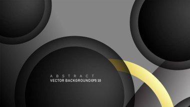 Metin ve arka plan tasarımı için siyah boşluk dairelerinde altın yüzük renk degradeleriyle örtüşen vektör arka plan tasarımı