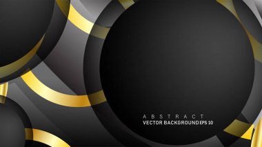 Metin ve arka plan tasarımı için siyah boşluk dairelerinde altın yüzük renk degradeleriyle örtüşen vektör arka plan tasarımı