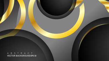 Metin ve arka plan tasarımı için siyah boşluk dairelerinde altın yüzük renk degradeleriyle örtüşen vektör arka plan tasarımı