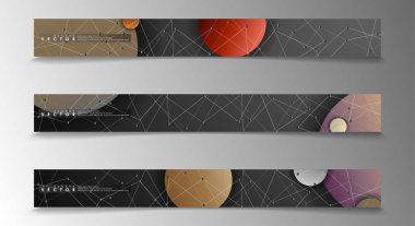 Banner koleksiyonu, renkli daireler ile vektör arka planlar. uzay afiş vektör herhangi bir tasarım için uygun