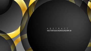 Metin ve arka plan tasarımı için siyah boşluk dairelerinde altın yüzük renk degradeleriyle örtüşen vektör arka plan tasarımı