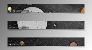 Banner koleksiyonu, renkli daireler ile vektör arka planlar. uzay afiş vektör herhangi bir tasarım için uygun