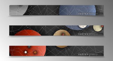 Banner koleksiyonu, renkli daireler ile vektör arka planlar. uzay afiş vektör herhangi bir tasarım için uygun