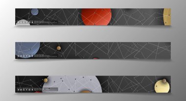 Banner koleksiyonu, renkli daireler ile vektör arka planlar. uzay afiş vektör herhangi bir tasarım için uygun