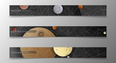 Banner koleksiyonu, renkli daireler ile vektör arka planlar. uzay afiş vektör herhangi bir tasarım için uygun