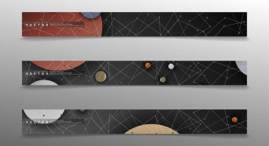 Banner koleksiyonu, renkli daireler ile vektör arka planlar. uzay afiş vektör herhangi bir tasarım için uygun