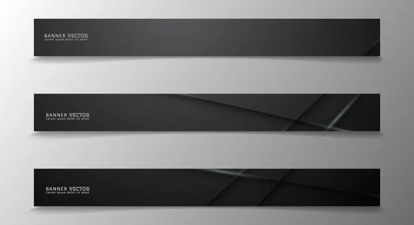 Banner koleksiyonu, koyu bir odada parlayan neon gri çizgili vektör arka plan.