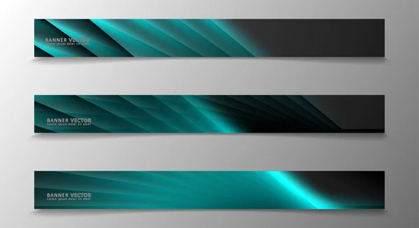 Banner collectie, Vector achtergrond met gloeiende neon blauwe strepen in een donkere kamer. — Stockvector