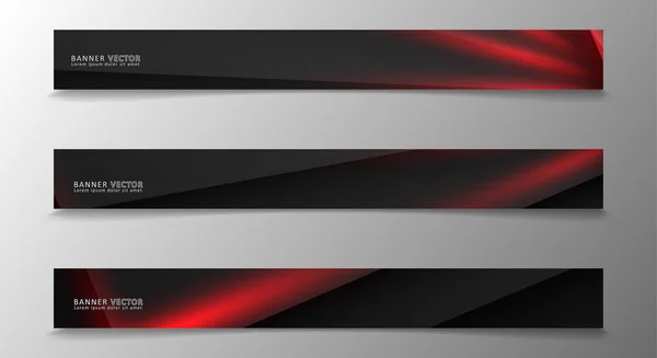 Banner collectie, Vector achtergrond met gloeiende neon rode strepen in een donkere kamer. — Stockvector
