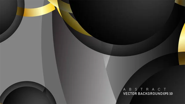Diseño de fondo vectorial que se superpone con gradientes de color de anillo de oro en círculos espaciales negros para el diseño de texto y fondo — Archivo Imágenes Vectoriales