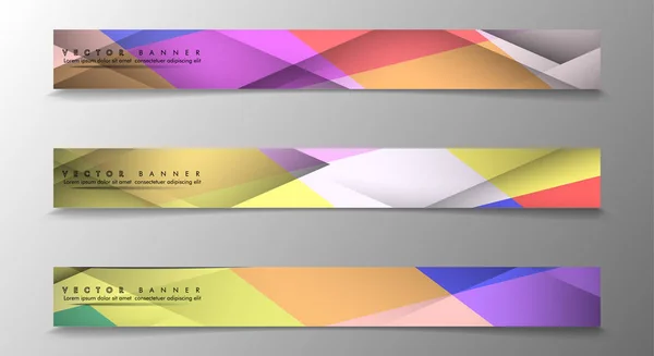Set de Banners con fondos multicolores. Ilustración vectorial moderna abstracta geométrica — Archivo Imágenes Vectoriales