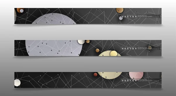 Banner collection, vector backgrounds with colorful circles. space banner vector suitable for any design — Stock Vector