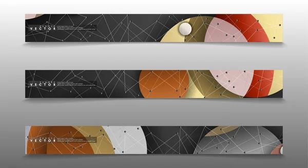 Banner Collection, vektor bakgrunder med färgglada cirklar. Space banner vektor lämplig för alla design — Stock vektor