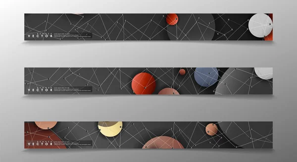 Collection de bannières, milieux vectoriels avec des cercles colorés. vecteur de bannière d'espace adapté à toute conception — Image vectorielle