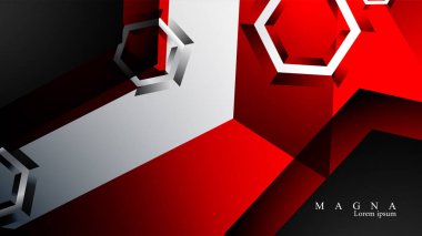 Vektör altıgen örtüşmeleri ve arka plan için kırmızı renk, metin için alan