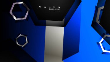 Vektör altıgen örtüşmeleri ve arka plan için mavi renk, metin için alan