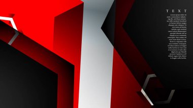 Vektör altıgen örtüşmeleri ve arka plan için kırmızı renk, metin için alan