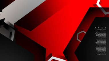 Vektör altıgen örtüşmeleri ve arka plan için kırmızı renk, metin için alan