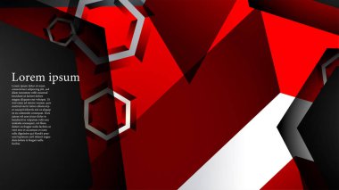 Vektör altıgen örtüşmeleri ve arka plan için kırmızı renk, metin için alan