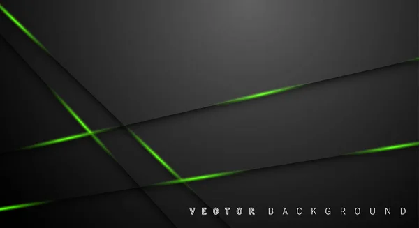 Green light line shadow dark grey luxury background — Stock Vector