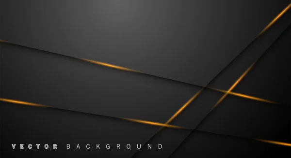 Línea de luz dorada sombra gris oscuro fondo de lujo — Vector de stock