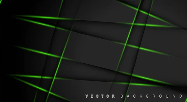 Grüne Lichtlinie Schatten dunkelgrau Luxus Hintergrund — Stockvektor