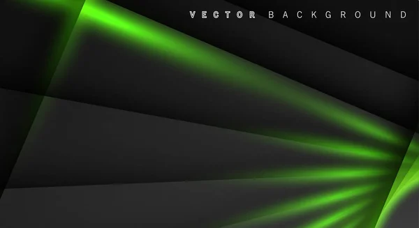 Grüne Lichtlinie Schatten dunkelgrau Luxus Hintergrund — Stockvektor