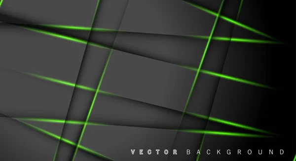 Línea de luz verde sombra gris oscuro lujo fondo — Vector de stock