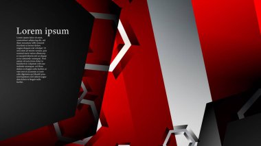 Vektör altıgen örtüşmeleri ve arka plan için kırmızı renk, metin için alan