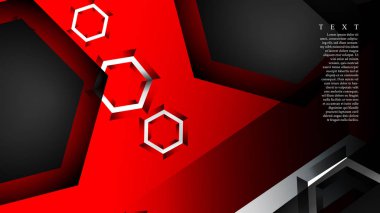 Vektör altıgen örtüşmeleri ve arka plan için kırmızı renk, metin için alan