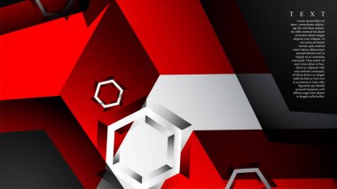 Vektör altıgen örtüşmeleri ve arka plan için kırmızı renk, metin için alan